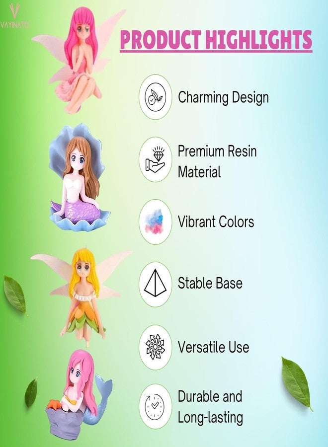 VAYINATO® (Pack of 2 (1-Fairy Mermaid & 1-Mermaid) Miniature Cute Resin Toys for Aquarium Fish Tank Decoration, Desk, Terrarium, Cake and Indoor DIY Decorations - Image 4